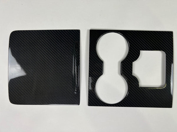 Tesla Model 3 und Y - Echt Carbon Mittelkonsolen-Abdeckung mit Key-Card-Aussparung in Hochglanz