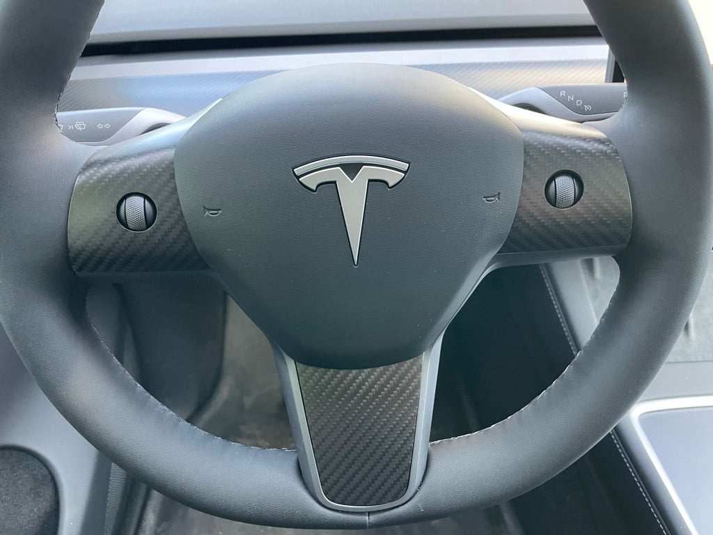 Tesla Model 3 und Y - Echt-Carbon Lenkradabdeckung - 3-teiliges Set –  E-Mobility Shop