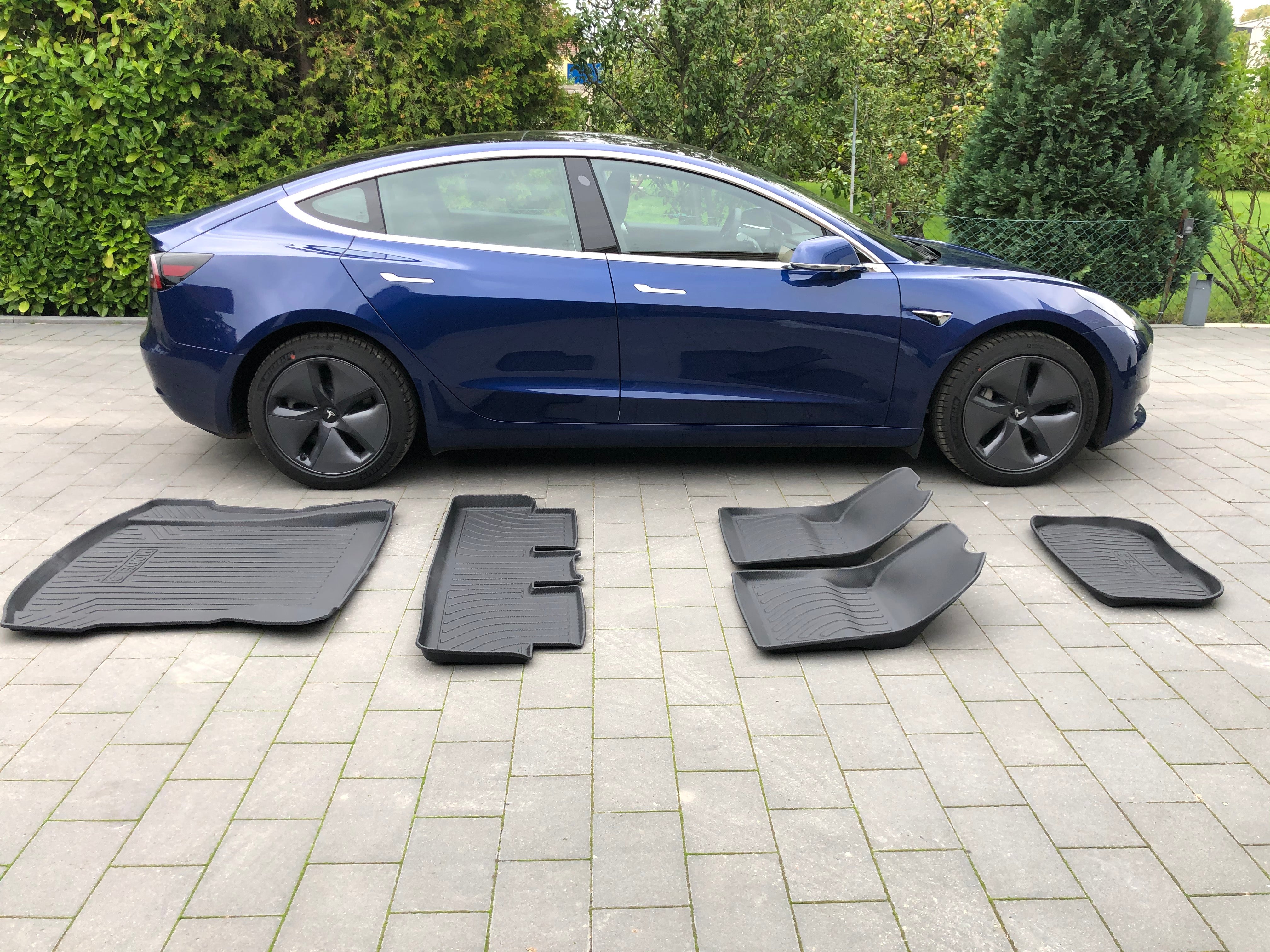 Tesla Model 3 Allwettermatten 5-teiliges Komplettset - Gummimatten