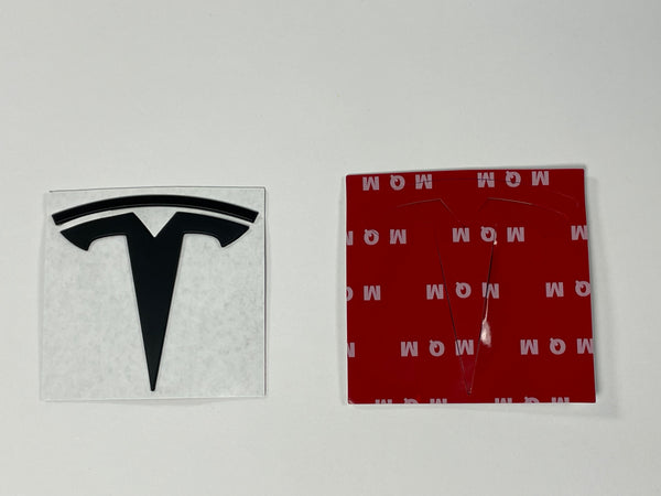 Tesla Model 3  T-Logo Metall - 2 teiliges Set zum Austausch - schwarz matt