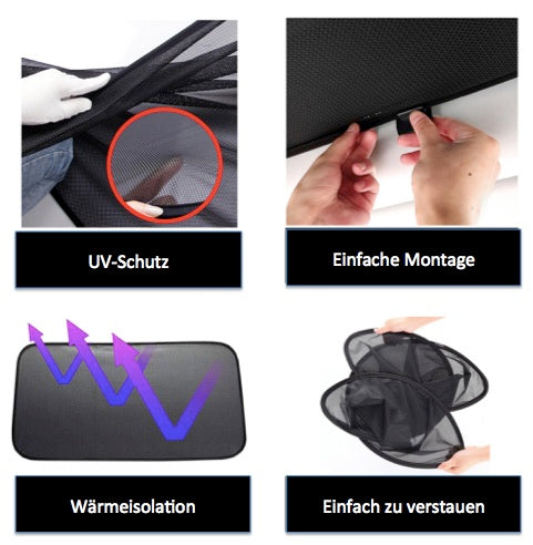 Tesla Model 3 Sonnenschutz-Elemente 4-teiliges Set - für alle M3 außer 2021er US-Produktion